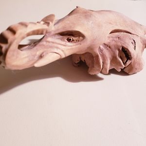 Elephant Head Carved from Wood Decor Unique Piece